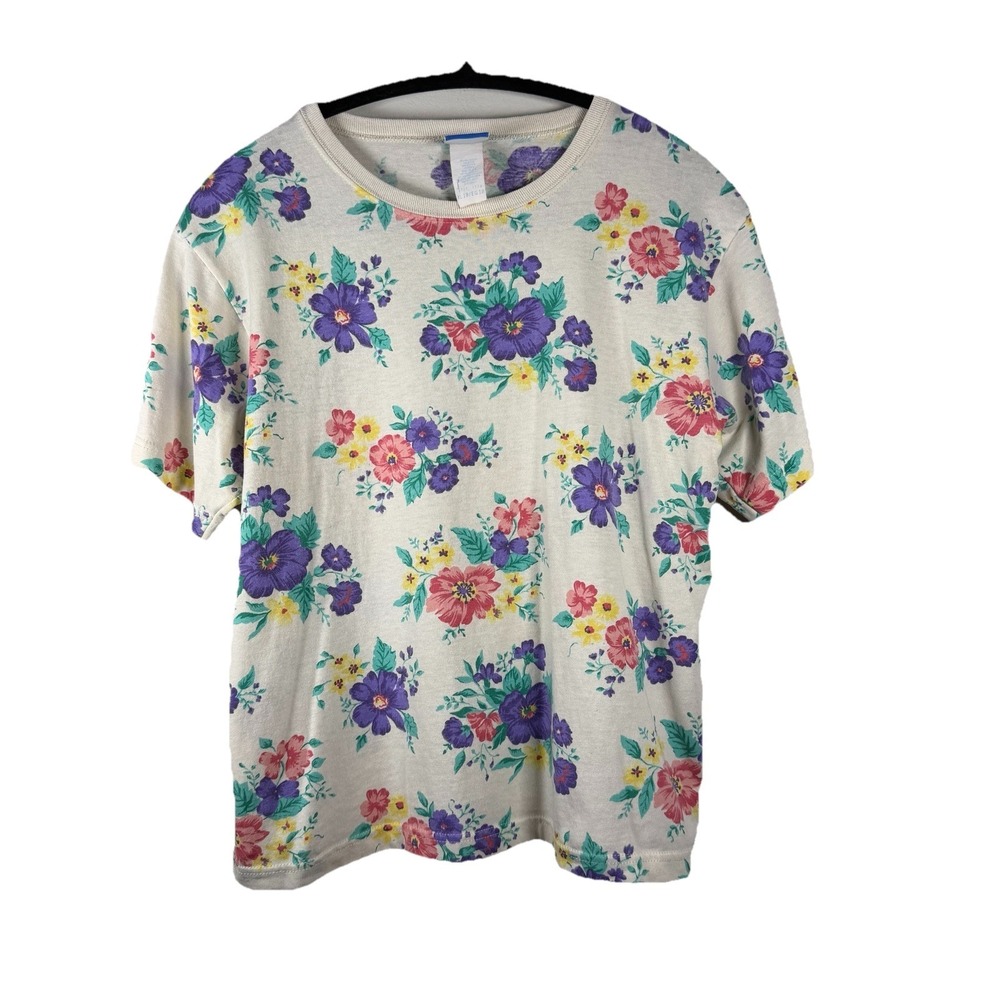 VTG XL Short Sleeve‎ Shirt Floral "New Moves" Cottagecore Grandmacore Top Soft